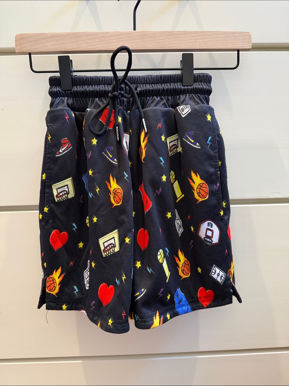 Bigger than Basketball Kids Black Basketball Print Shorts